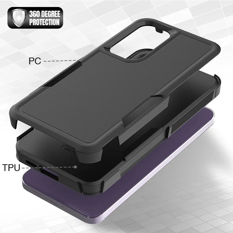 Pour Samsung Galaxy S24 FE Case 2-in-1 PC+TPU Shockproof Phone Cover - Noir