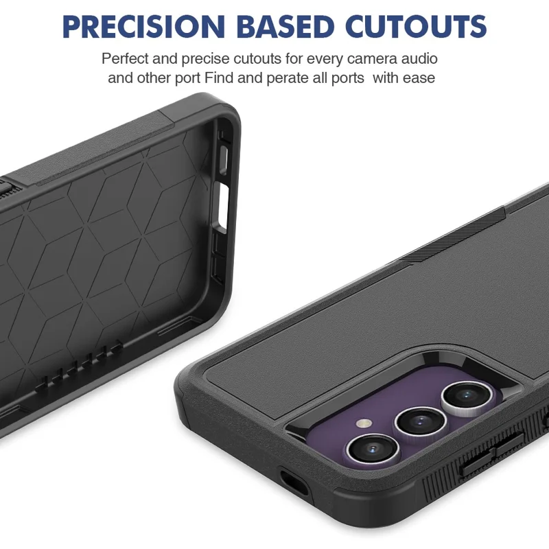 Pour Samsung Galaxy S24 FE Case 2-in-1 PC+TPU Shockproof Phone Cover - Noir