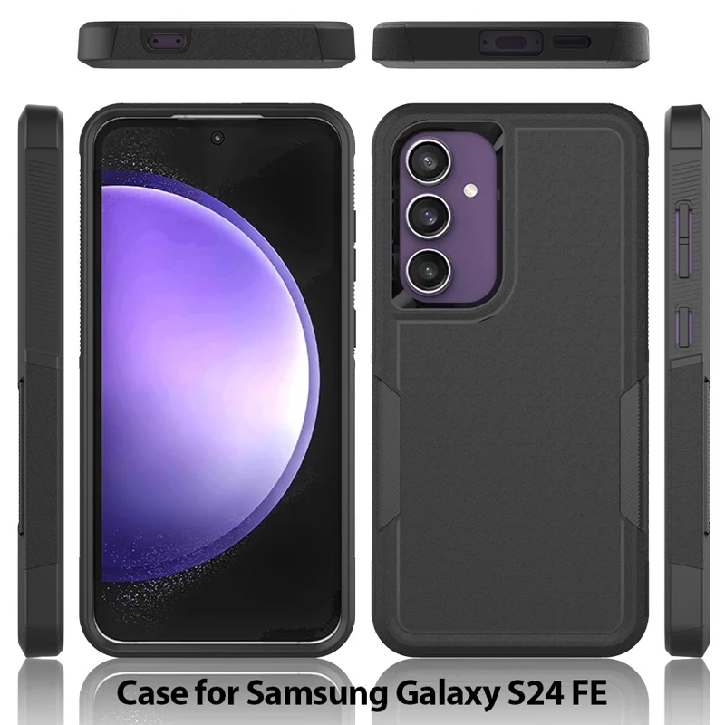 Pour Samsung Galaxy S24 FE Case 2-in-1 PC+TPU Shockproof Phone Cover - Noir