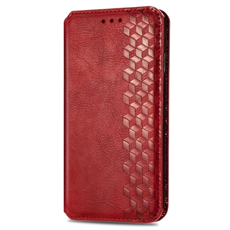 Para Motorola Edge 30 Pro (Motorola Edge+(2022)) Rhombus Imprimindo a Capa de Couro PU PU - Vermelho