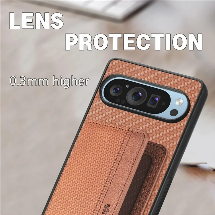Pour Google Pixel 9 / Pixel 9 Pro Case RFID Blocking Carte Solder en Fibre de Carbone en Cuir + pc + Couverture de Téléphone Tpu - Vert