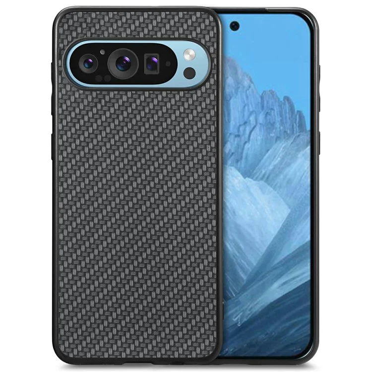 Pour Google Pixel 9 / Pixel 9 Pro Case Texture en Fibre de Carbone pu + pc + Tpu Téléphone Couverture - Noir