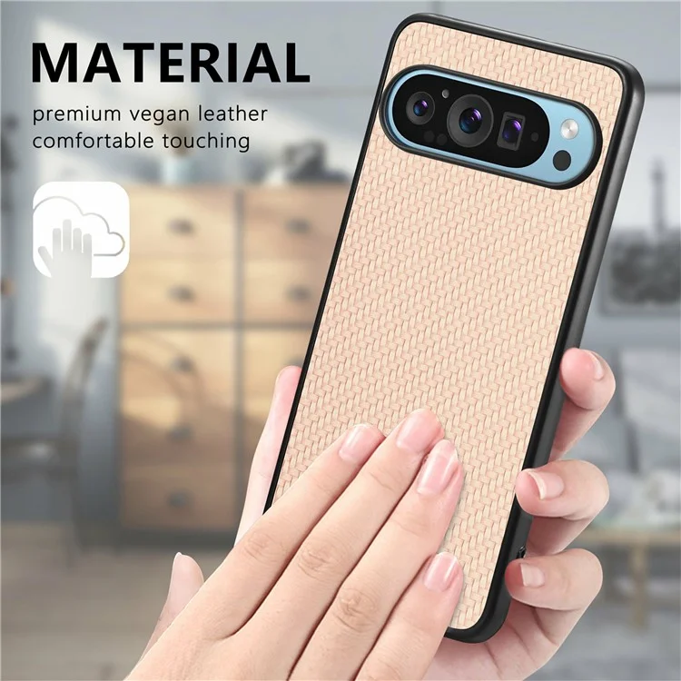 Pour Google Pixel 9 / Pixel 9 Pro Case Texture en Fibre de Carbone pu + pc + Tpu Téléphone Couverture - Noir