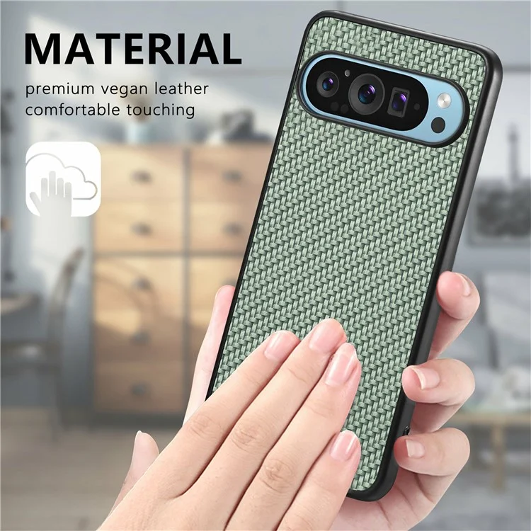 Pour Google Pixel 9 / Pixel 9 Pro Case Texture en Fibre de Carbone pu + pc + Tpu Téléphone Couverture - Noir
