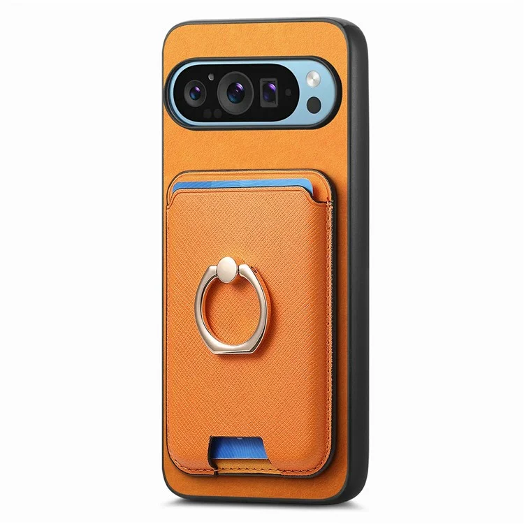 Per Google Pixel 9 / Pixel 9 Pro Magnetic Case in Pelle+borsa Per Carta Staccabile Per la Copertina Del Telefono Tpu - Arancia