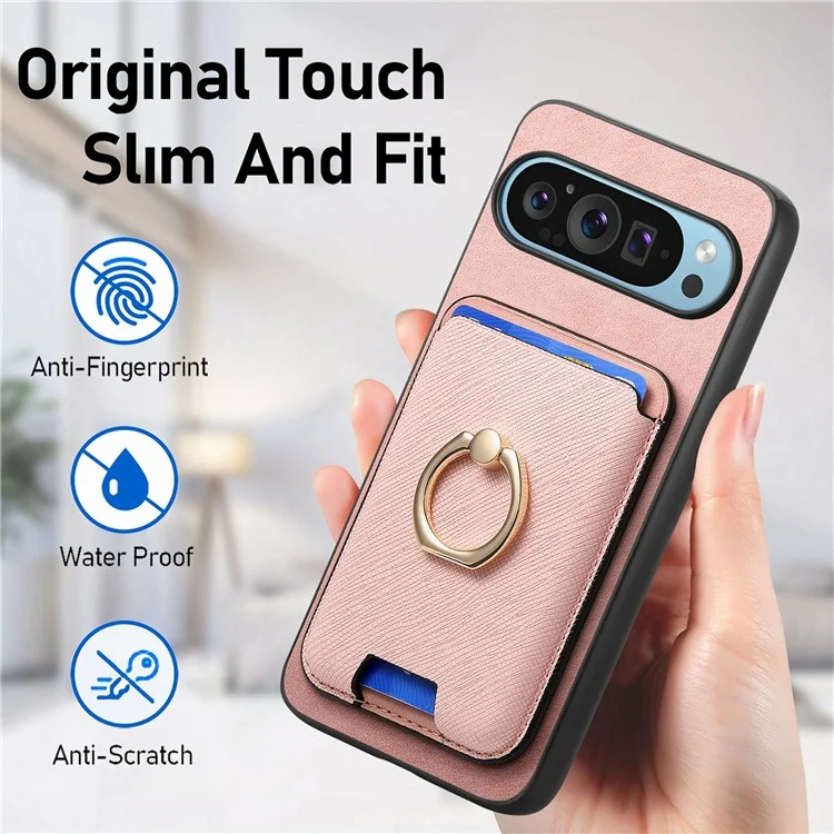 Per Google Pixel 9 / Pixel 9 Pro Magnetic Case in Pelle+borsa Per Carta Staccabile Per la Copertina Del Telefono Tpu - Arancia