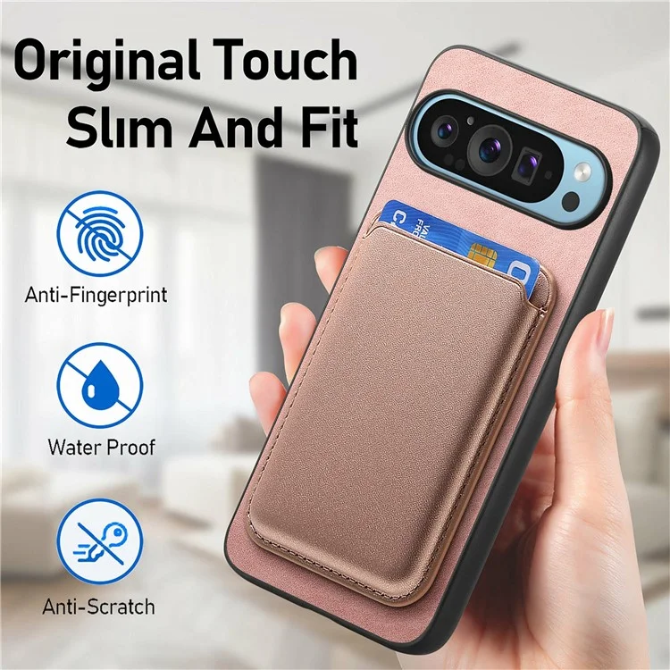 Para Google Pixel 9 / Pixel 9 Pro Case Bolsa Magnética Desmontable Leather+TPU Teléfono Cubierta - Amarillo