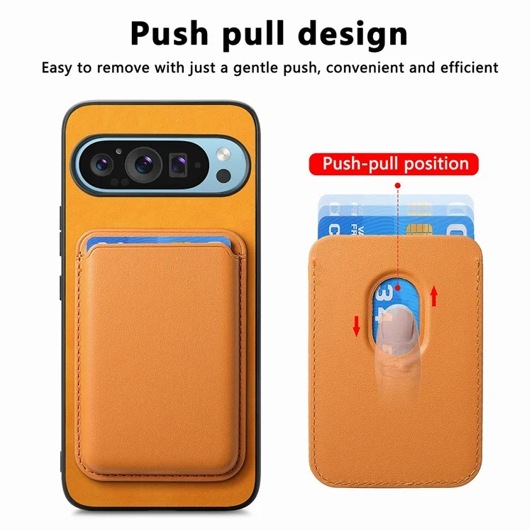 Para Google Pixel 9 / Pixel 9 Pro Case Bolsa Magnética Desmontable Leather+TPU Teléfono Cubierta - Amarillo