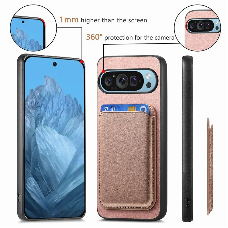 Para Google Pixel 9 / Pixel 9 Pro Case Bolsa Magnética Desmontable Leather+TPU Teléfono Cubierta - Amarillo