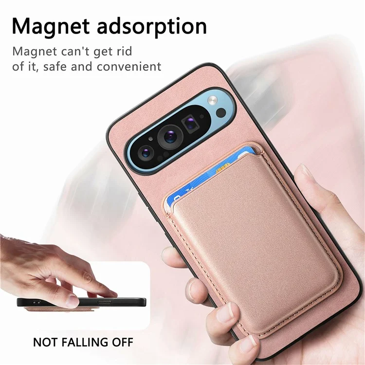 Para Google Pixel 9 / Pixel 9 Pro Case Bolsa Magnética Desmontable Leather+TPU Teléfono Cubierta - Amarillo