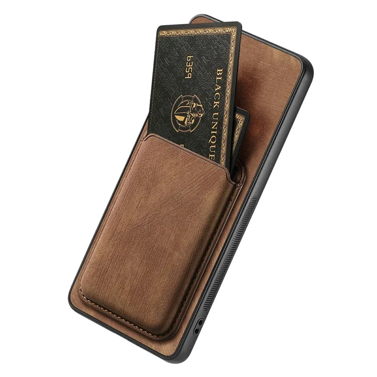 For Google Pixel 9 / Pixel 9 Pro Case Compatible with MagSafe Leather Back Cover with Detachable Card Holder - Brown