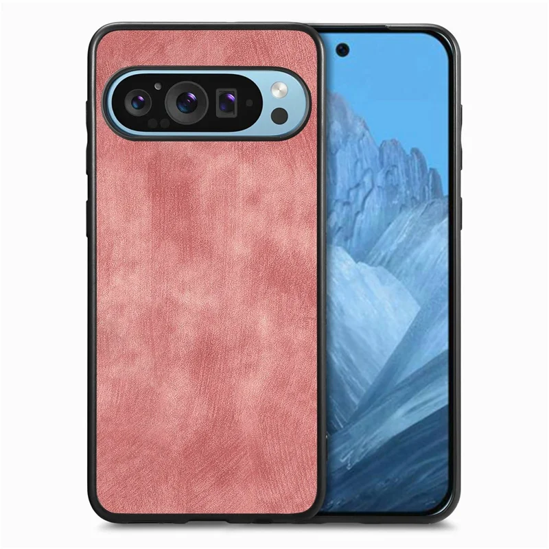 Pour Google Pixel 9 / Pixel 9 Pro Case Retro Leather + TPU Couverture de Téléphone de Protection Contre Les Chocs de Choc - Rose