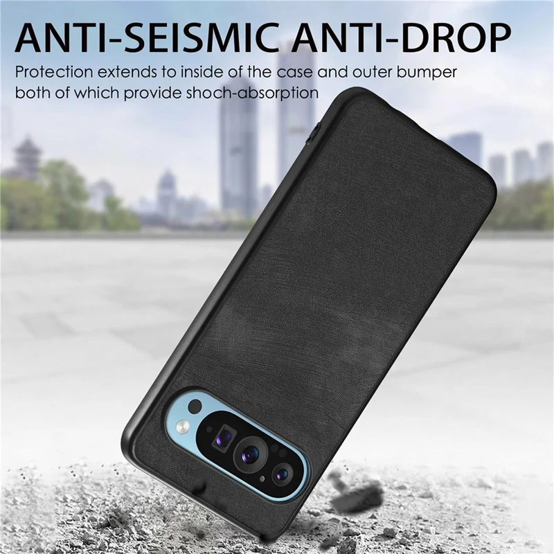 Pour Google Pixel 9 / Pixel 9 Pro Case Retro Leather + TPU Couverture de Téléphone de Protection Contre Les Chocs de Choc - Rose