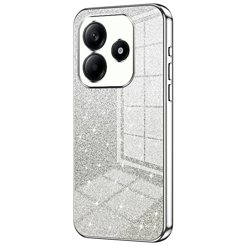 For Xiaomi Redmi Note 14 5G Case Electroplating Gradient Glitter TPU Phone Cover - Silver