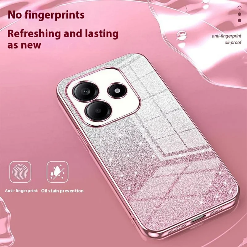 For Xiaomi Redmi Note 14 5G Case Electroplating Gradient Glitter TPU Phone Cover - Silver