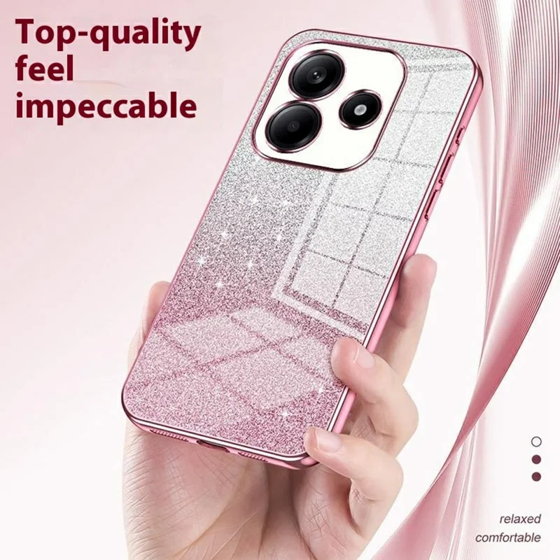 For Xiaomi Redmi Note 14 5G Case Electroplating Gradient Glitter TPU Phone Cover - Silver
