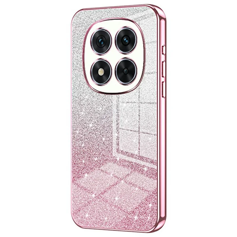 Voor Xiaomi Redmi Note 14 Pro 5G / Poco X7 5G hoesje Electroplating Gradiënt Glitter TPU telefoonhoes - Roze