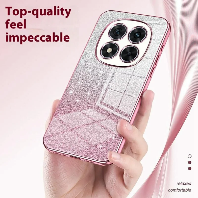 Voor Xiaomi Redmi Note 14 Pro 5G / Poco X7 5G hoesje Electroplating Gradiënt Glitter TPU telefoonhoes - Roze