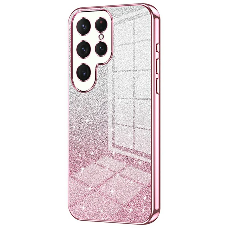 For Samsung Galaxy S25 Ultra Case Elektrisk Belagt Gradient Glitter TPU Telefonbeskyttelse - Pink