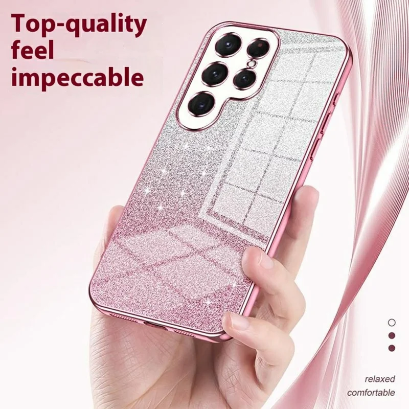 For Samsung Galaxy S25 Ultra Case Elektrisk Belagt Gradient Glitter TPU Telefonbeskyttelse - Pink