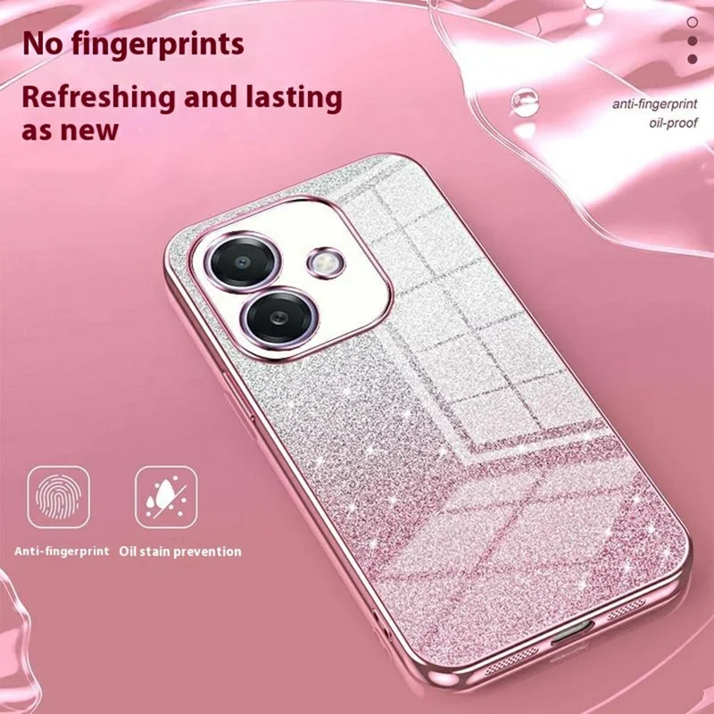 For Oppo A3x 5G Case Electroplating Gradient Glitter TPU Phone Cover - Purple