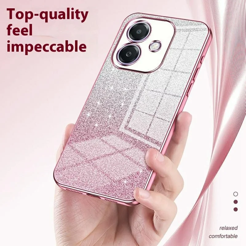For Oppo A3x 5G Case Electroplating Gradient Glitter TPU Phone Cover - Gold
