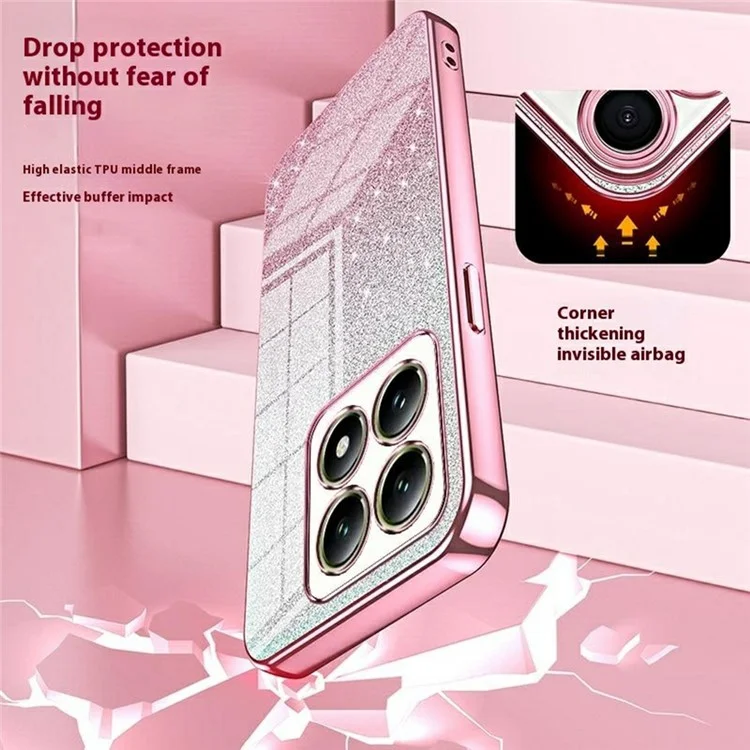 For Xiaomi 14T Case Electroplating Gradient Glitter TPU Phone Cover - Pink