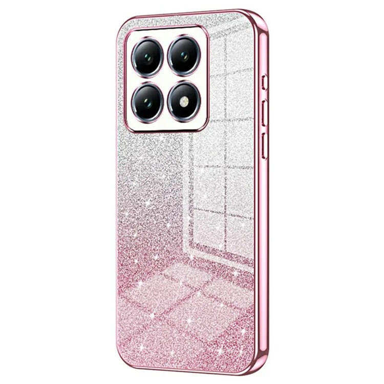 Para Xiaomi 14T Pro Case Electroplating Gradient Glitter TPU Phone Cover - Pink