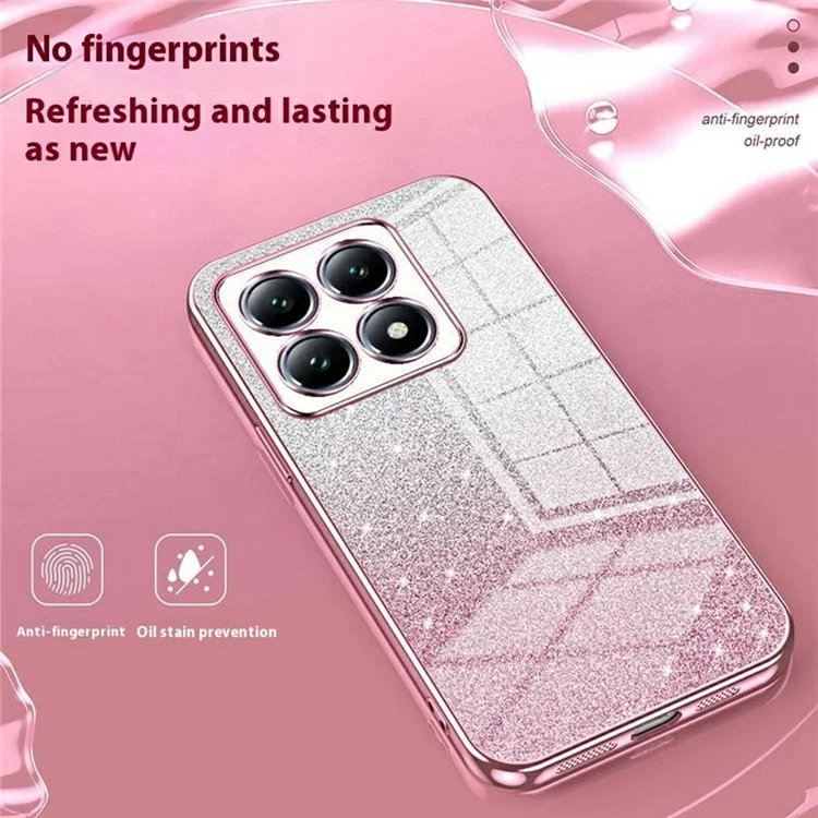 Para Xiaomi 14T Pro Case Electroplating Gradient Glitter TPU Phone Cover - Pink