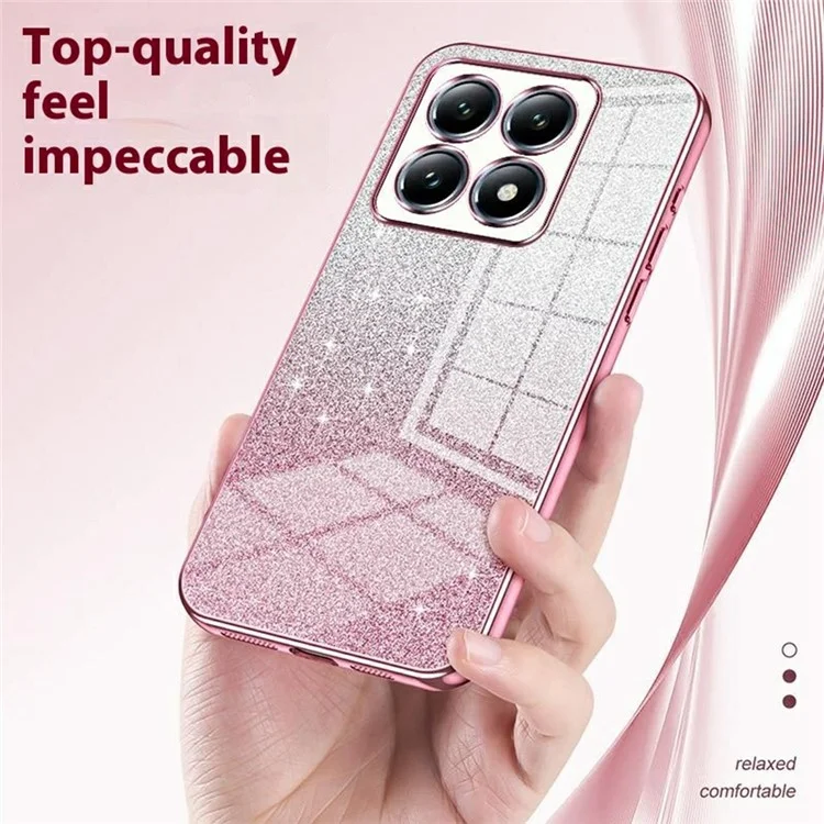 Para Xiaomi 14T Pro Case Electroplating Gradient Glitter TPU Phone Cover - Pink