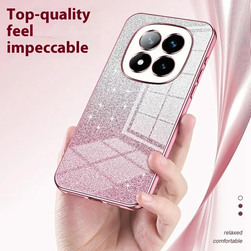Für Xiaomi Redmi Hinweis 14 Pro+ 5G Haste Electroplating Gradgents -glitzer -tpu -telefonabdeckung - Rosa