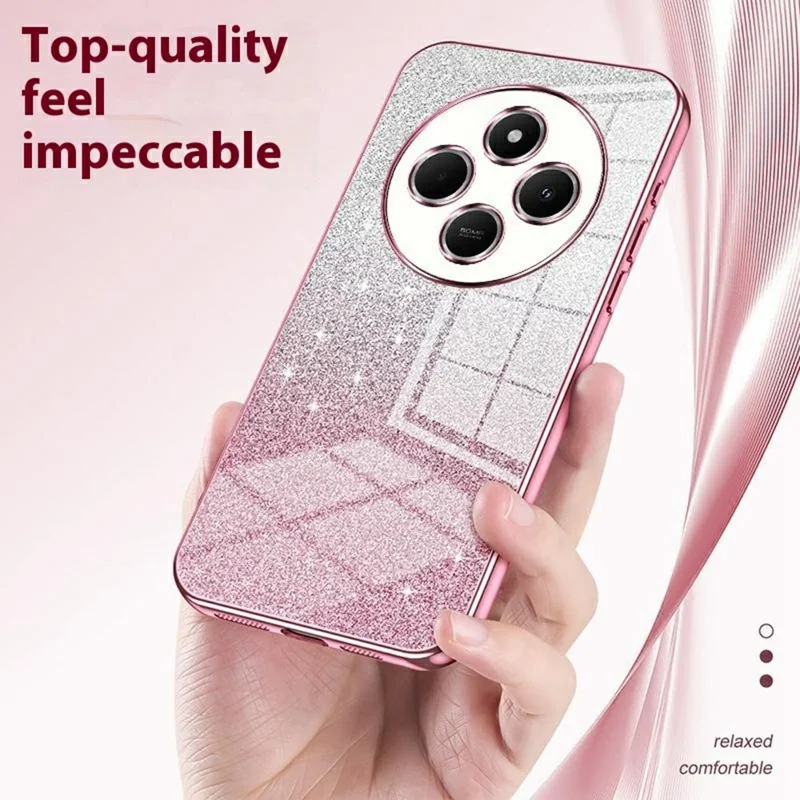 For Xiaomi Poco C75 4G / Redmi 14R 5G / 14C 4G Case Electroplating Gradient Glitter TPU Phone Cover - Pink