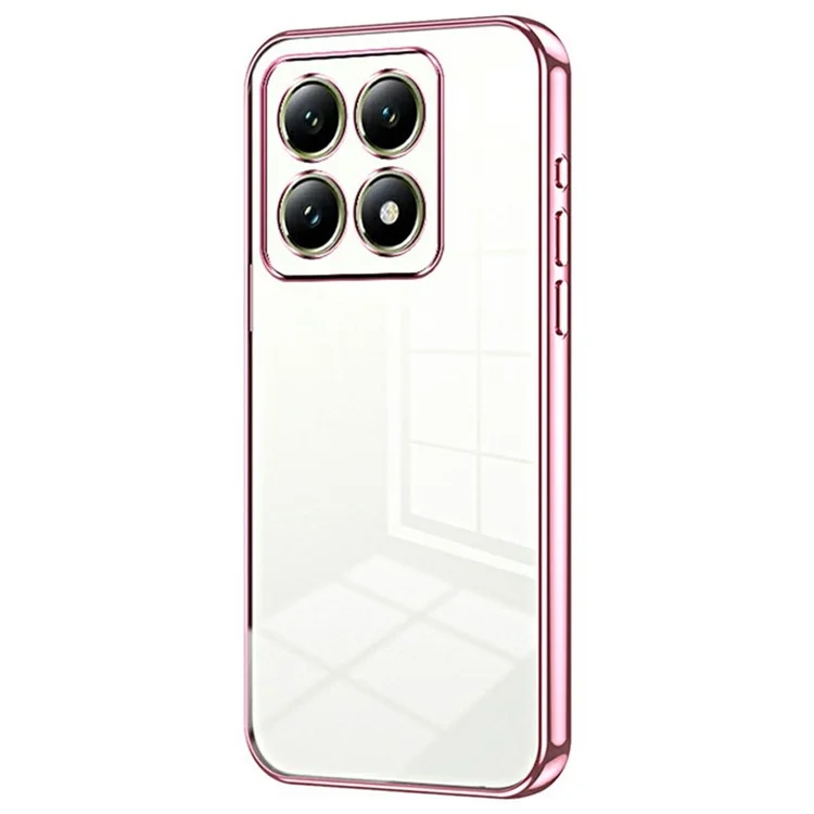 For Xiaomi 14T Case Electroplating Frame Soft TPU Phone Cover - Pink