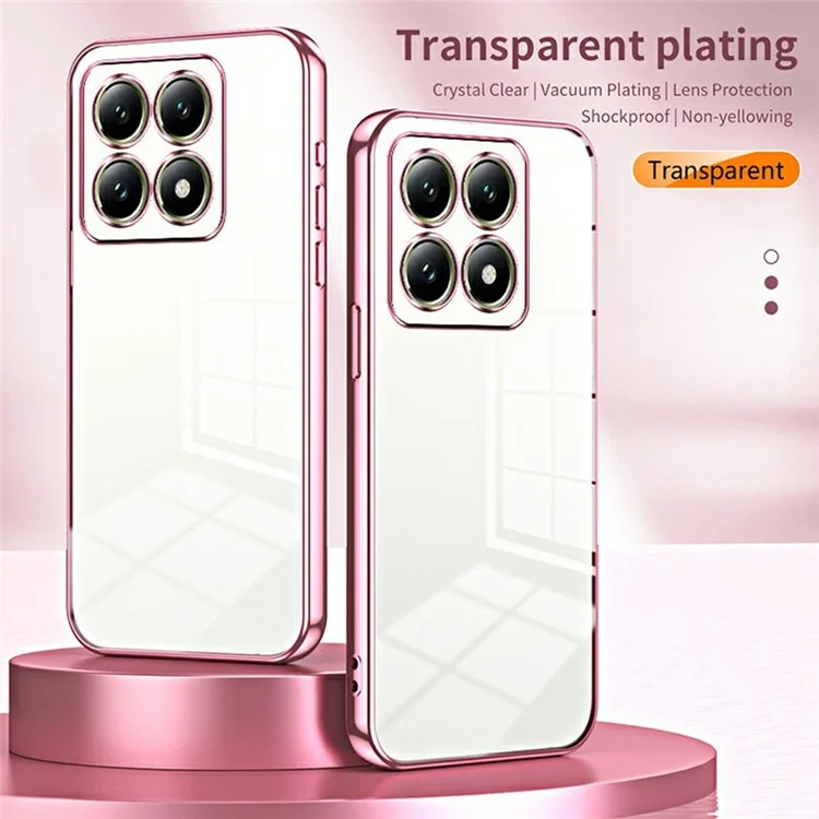 For Xiaomi 14T Case Electroplating Frame Soft TPU Phone Cover - Pink