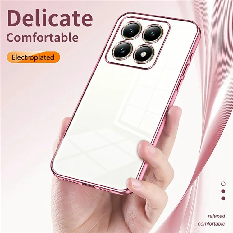 For Xiaomi 14T Case Electroplating Frame Soft TPU Phone Cover - Pink