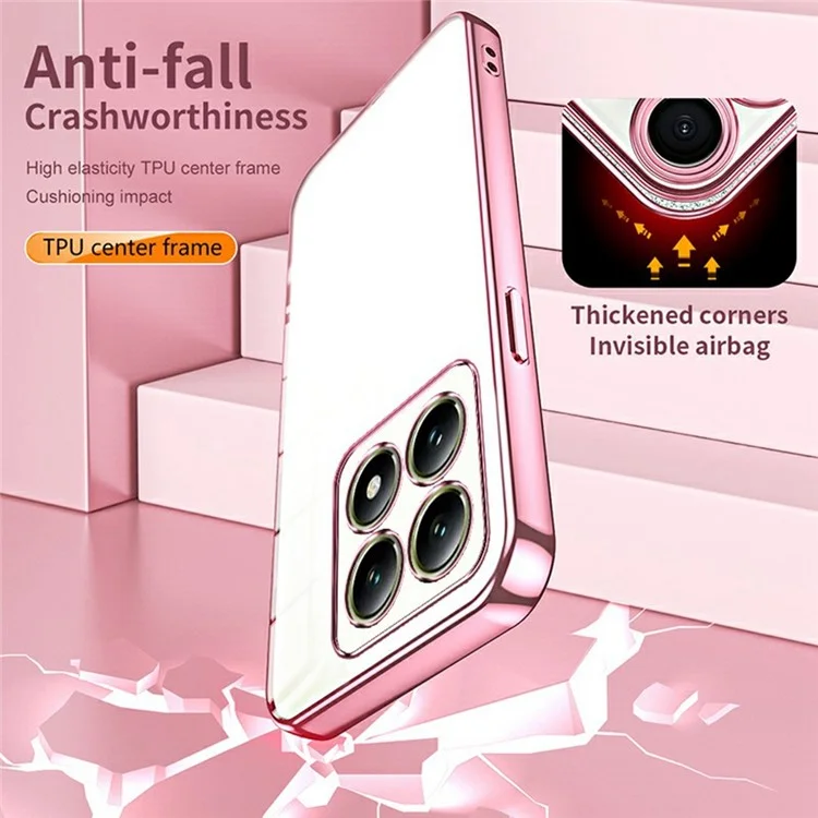 For Xiaomi 14T Case Electroplating Frame Soft TPU Phone Cover - Pink