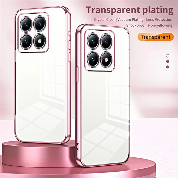 Für Xiaomi 14t Pro Case Electroplating Frame Soft TPU -telefonabdeckung - Rosa