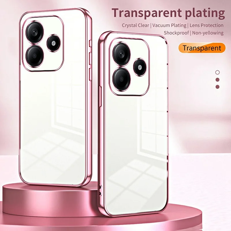 For Xiaomi Redmi Note 14 5G Case Electroplating Frame Soft TPU Phone Cover - Silver