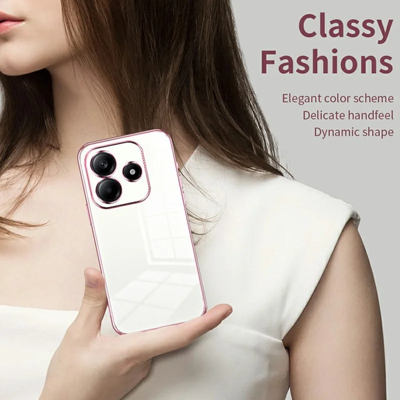 For Xiaomi Redmi Note 14 5G Case Electroplating Frame Soft TPU Phone Cover - Silver