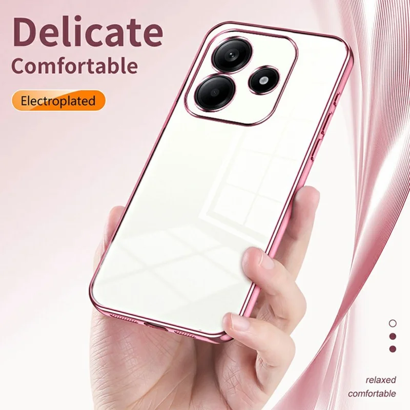 For Xiaomi Redmi Note 14 5G Case Electroplating Frame Soft TPU Phone Cover - Silver
