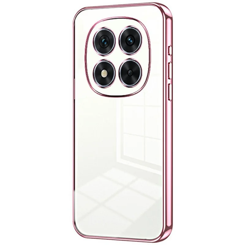 Para Xiaomi Redmi Note 14 Pro 5G Case Electroplating Frame Soft TPU Phone Cover - Pink