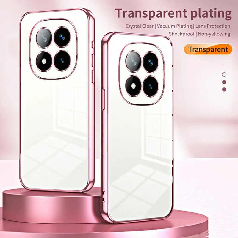 Til Xiaomi Redmi Note 14 Pro+ 5G hylse med elektropladeramme i blød TPU telefondæksel - Pink