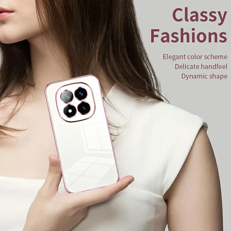 Til Xiaomi Redmi Note 14 Pro+ 5G hylse med elektropladeramme i blød TPU telefondæksel - Pink