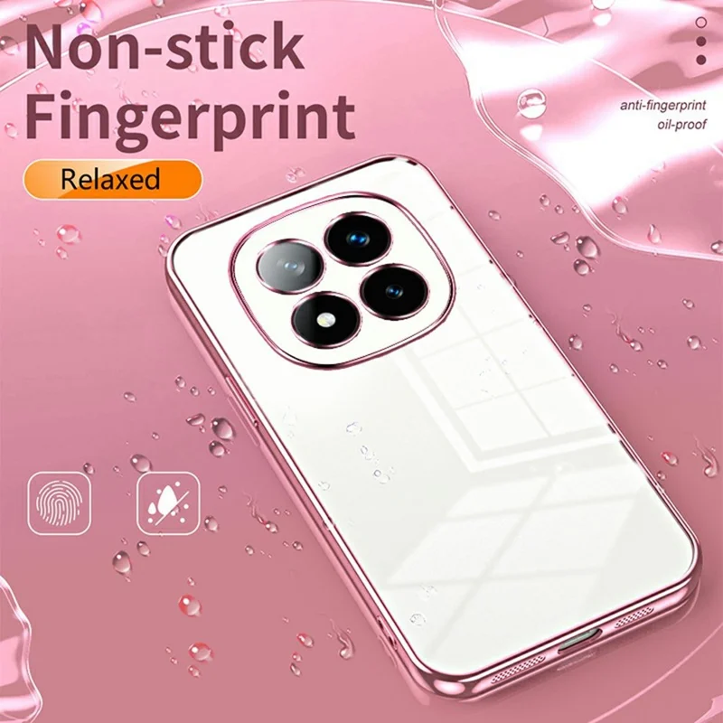 Til Xiaomi Redmi Note 14 Pro+ 5G hylse med elektropladeramme i blød TPU telefondæksel - Pink