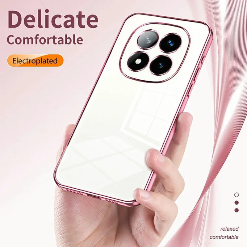 Til Xiaomi Redmi Note 14 Pro+ 5G hylse med elektropladeramme i blød TPU telefondæksel - Pink