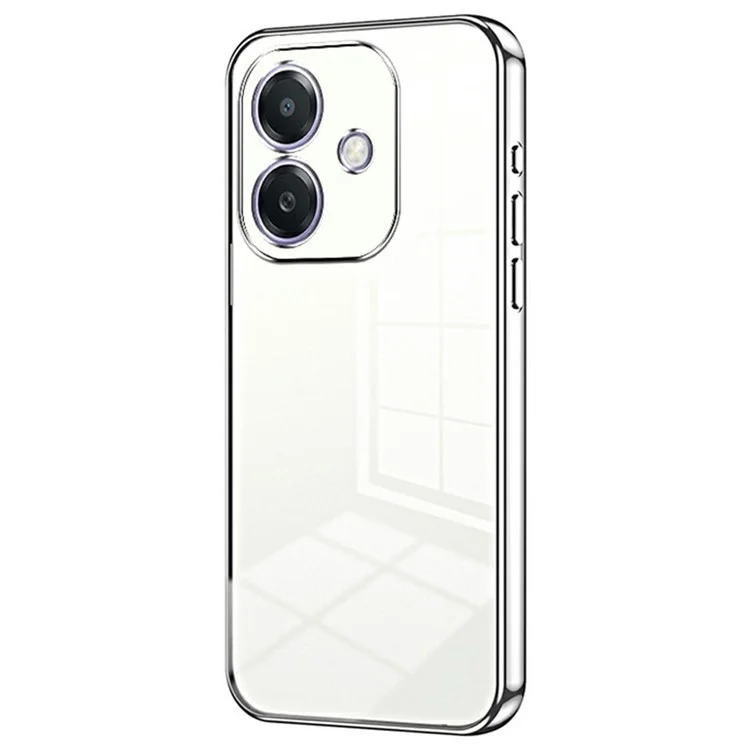 For Oppo A3x 5G Case Electroplating Frame Soft TPU Phone Cover - Silver