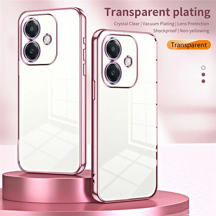 For Oppo A3x 5G Case Electroplating Frame Soft TPU Phone Cover - Silver