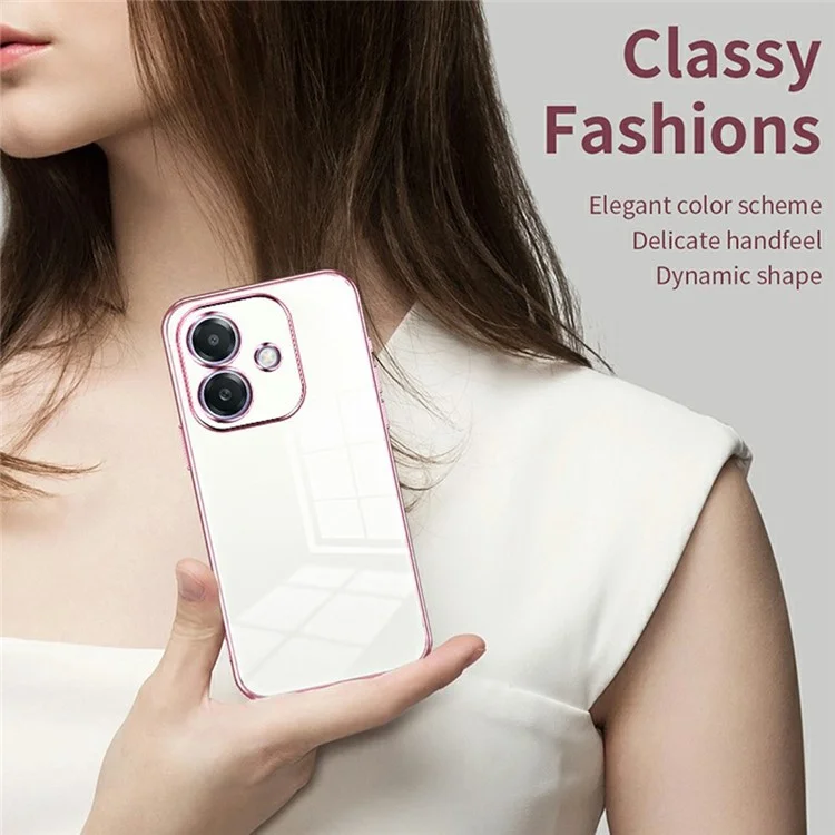 For Oppo A3x 5G Case Electroplating Frame Soft TPU Phone Cover - Silver