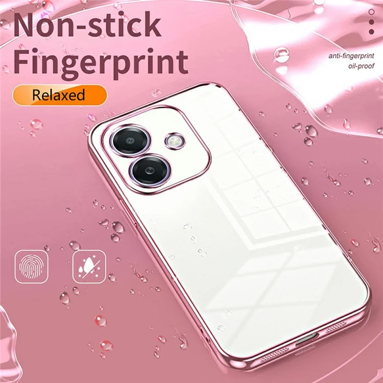 For Oppo A3x 5G Case Electroplating Frame Soft TPU Phone Cover - Silver