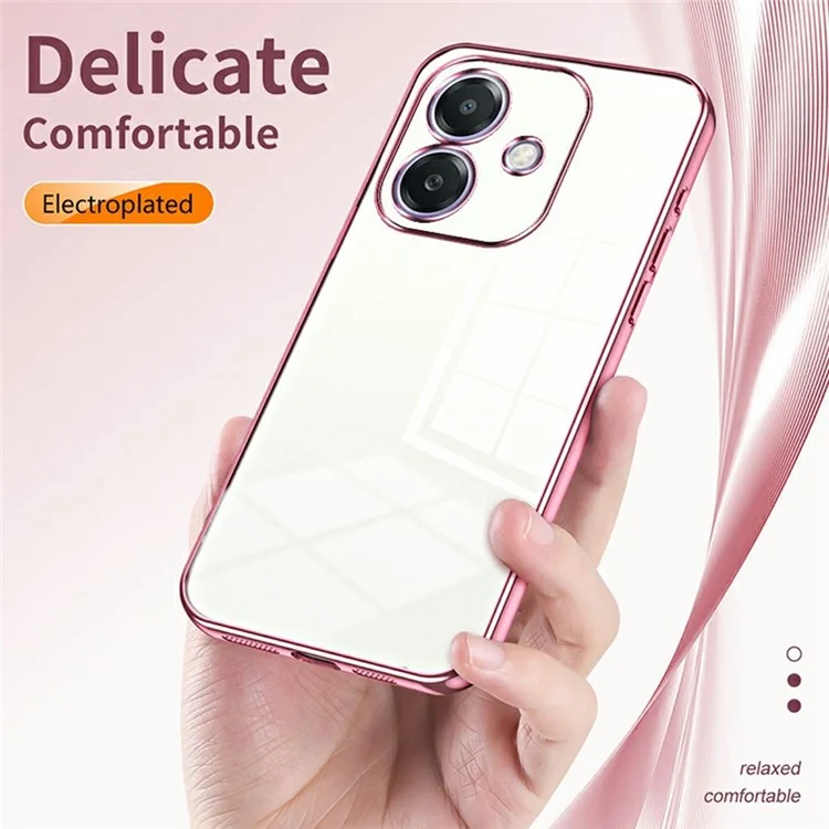 For Oppo A3x 5G Case Electroplating Frame Soft TPU Phone Cover - Silver